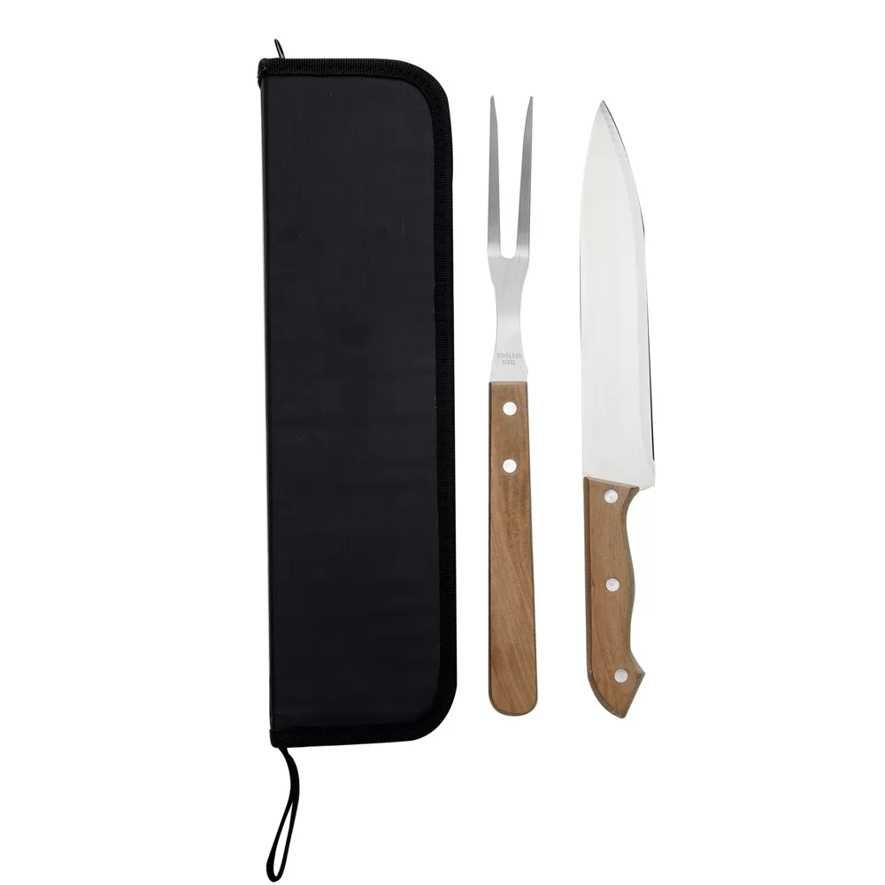 Kit churrasco 2 peças em estojo de nylon com alça