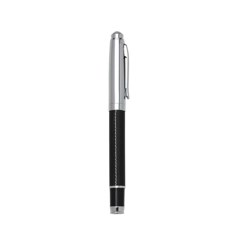 Caneta metal roller com tampa.