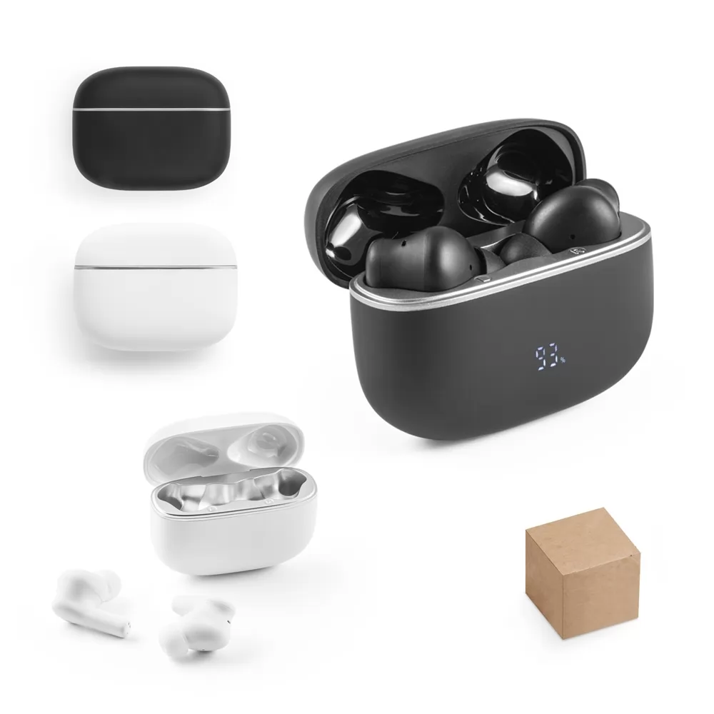 CAUBY. Fones de ouvido wireless em ABS 100% reciclado, com ANC 500 mAh