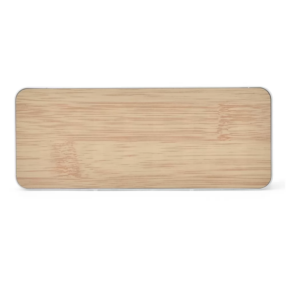 Relógio Despertador Plástico e Bambu Com Painel LED