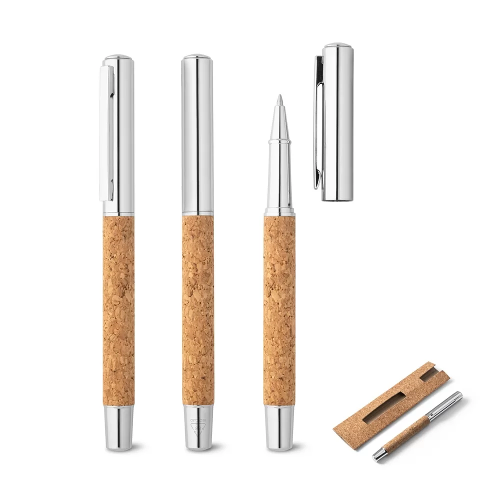  Roller com corpo em aço inox 90% reciclado e cortiça com clipe