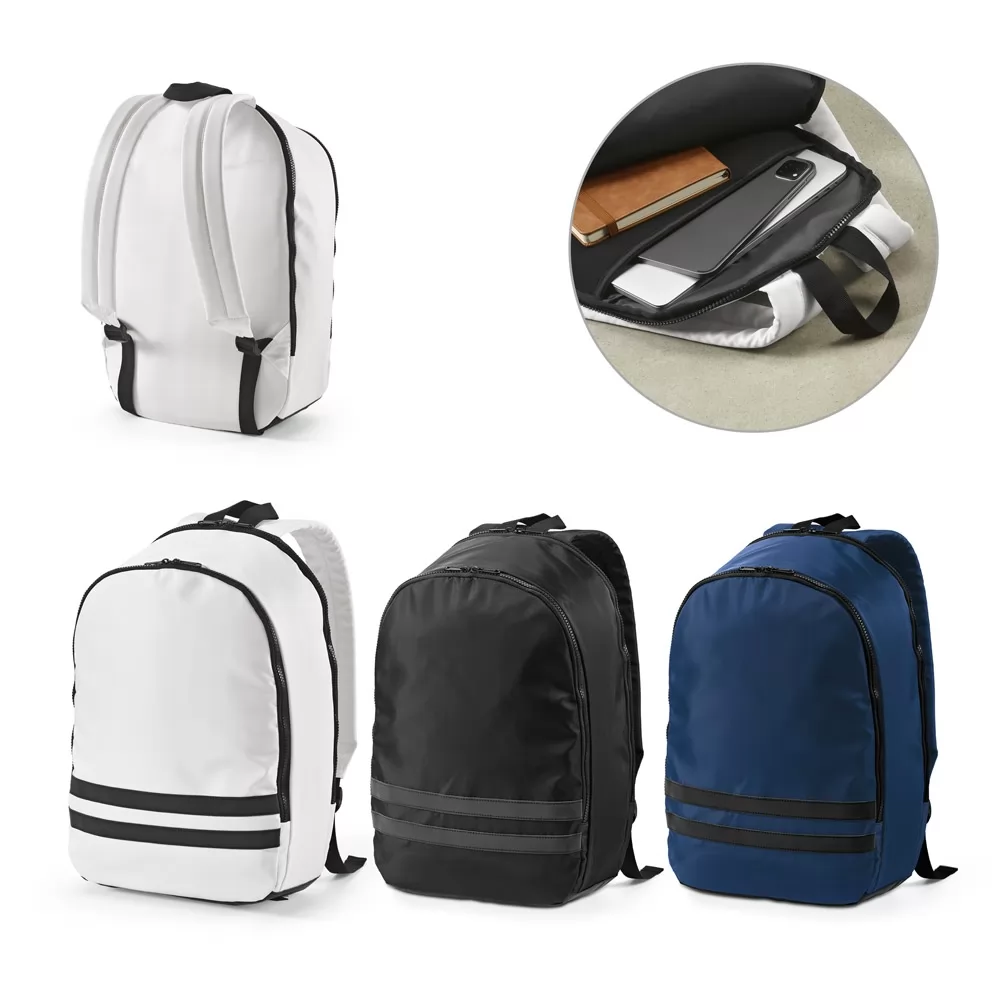 Mochila em 290T poliéster reciclado (100% rPET) em sarja com forro em 210D poliéster reciclado 15