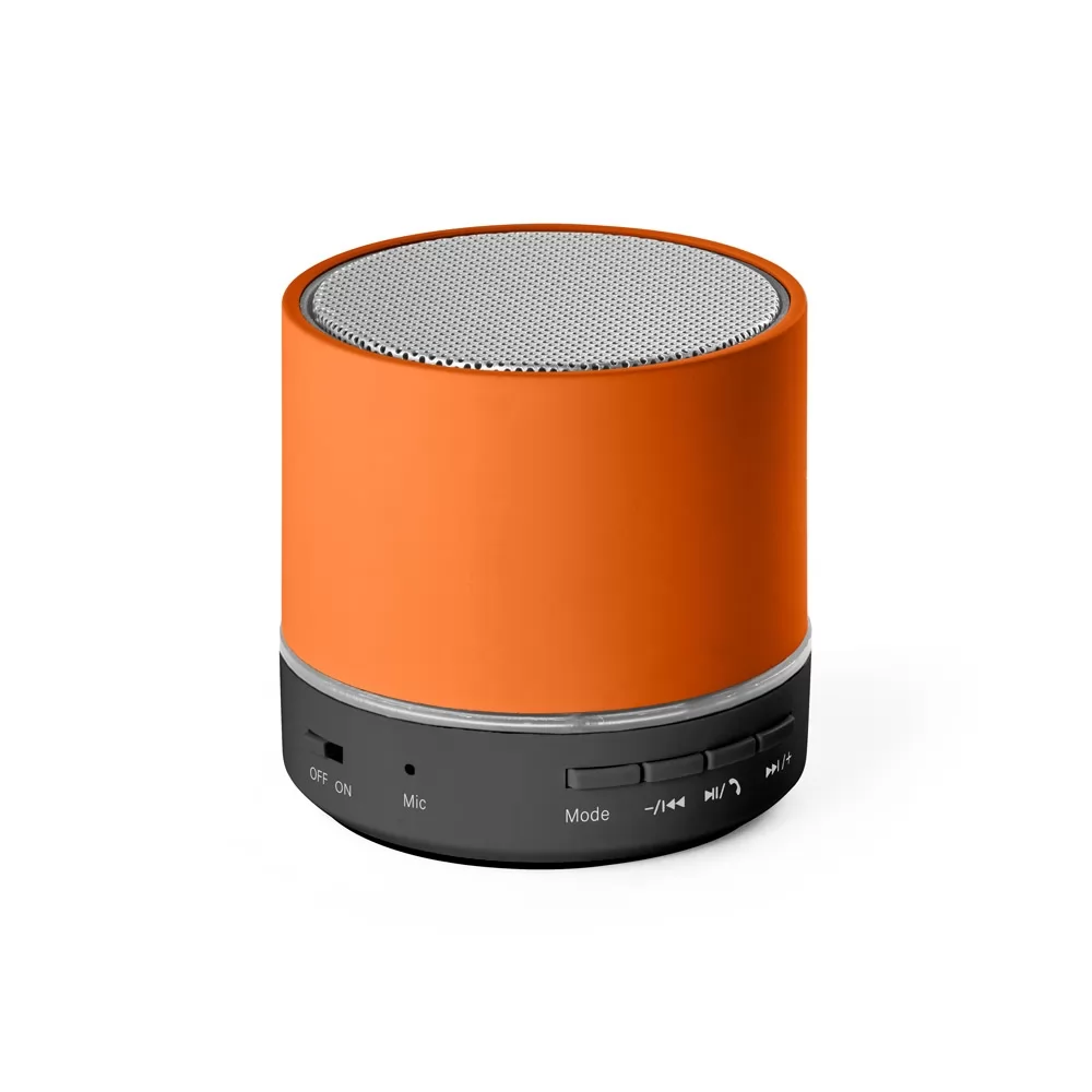 Caixa de som portátil com microfone, em ABS 100% reciclado