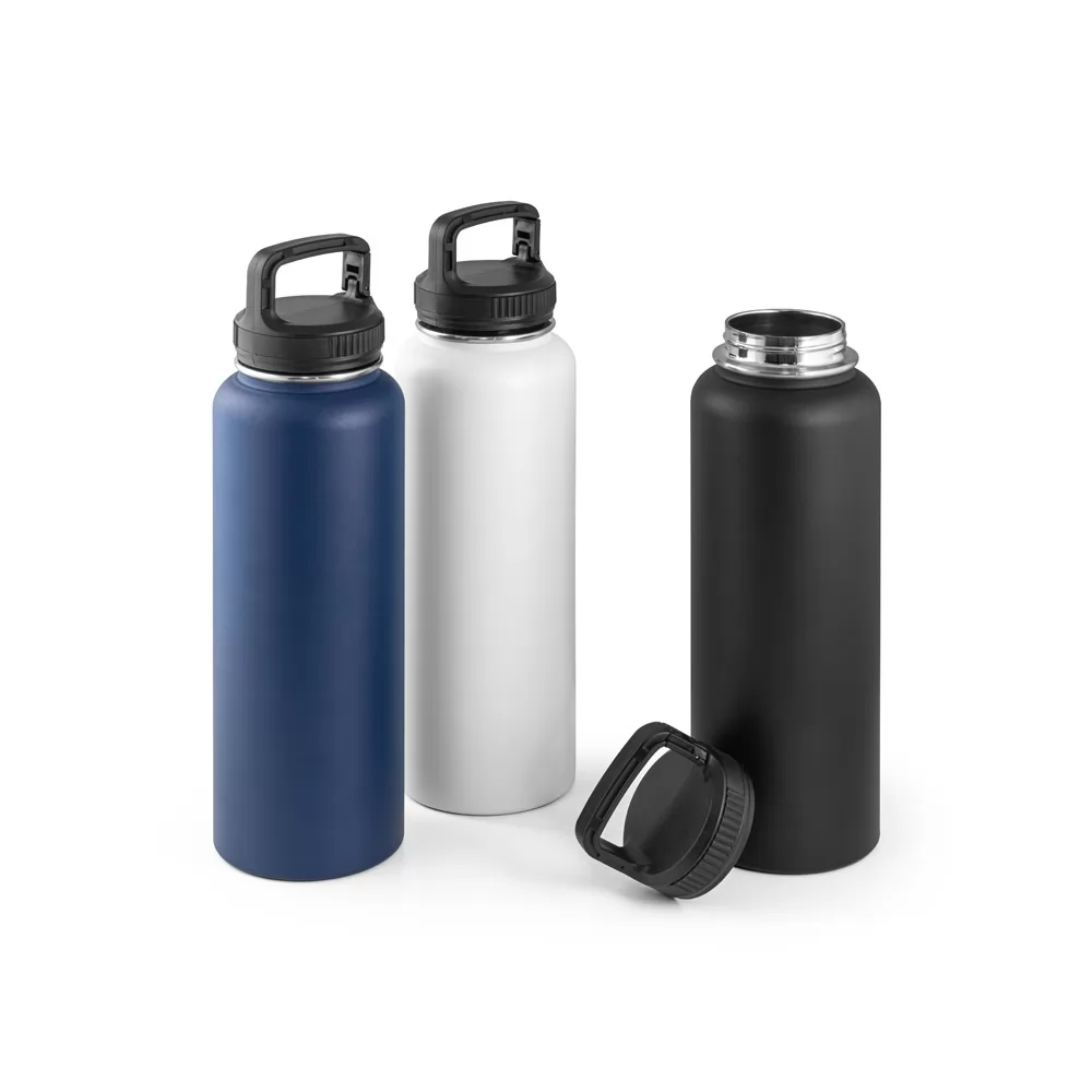 Garrafa em aço inoxidável (90% reciclado) com revestimento em pó e de grande capacidade até 1200 mL