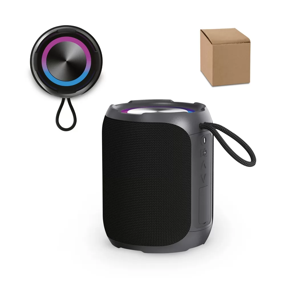 Caixa de som em ABS 100% reciclado à prova de água com classificação IPX6 2.600 mAh
