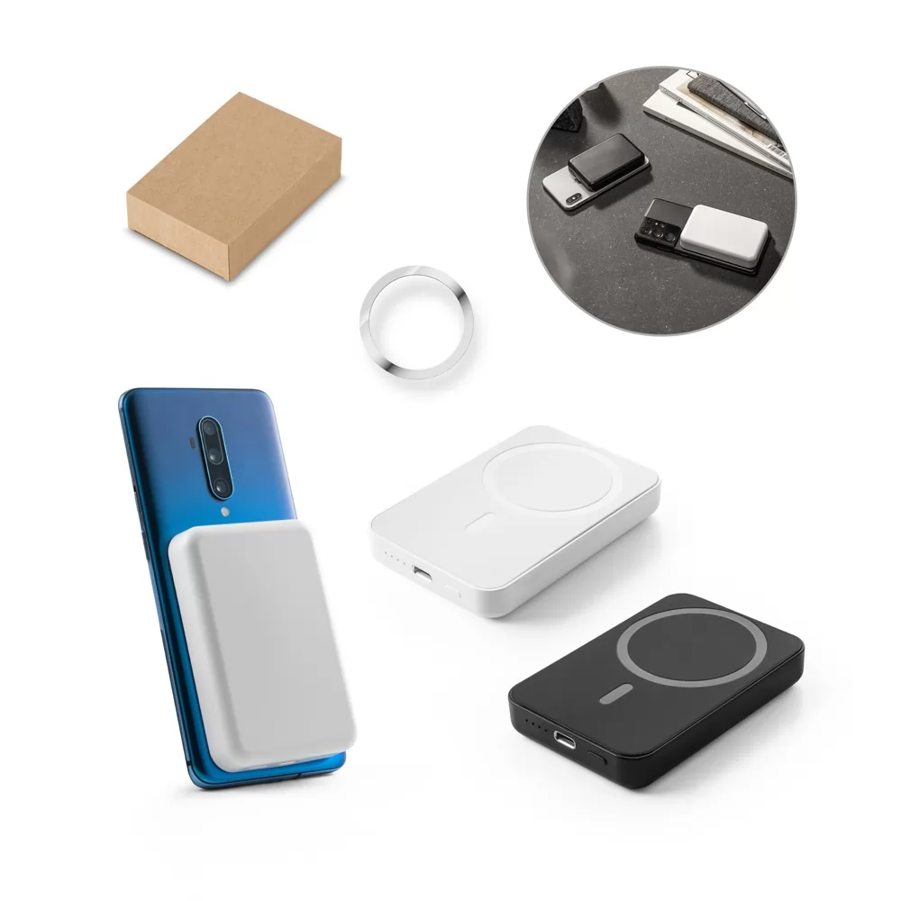 Bateria portátil em ABS 100% reciclado e bateria em lítio 5.000 mAh