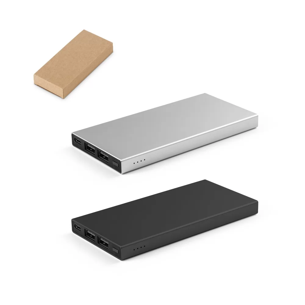 Bateria portátil em alumínio 100% reciclado e bateria em lítio 5.000 mAh