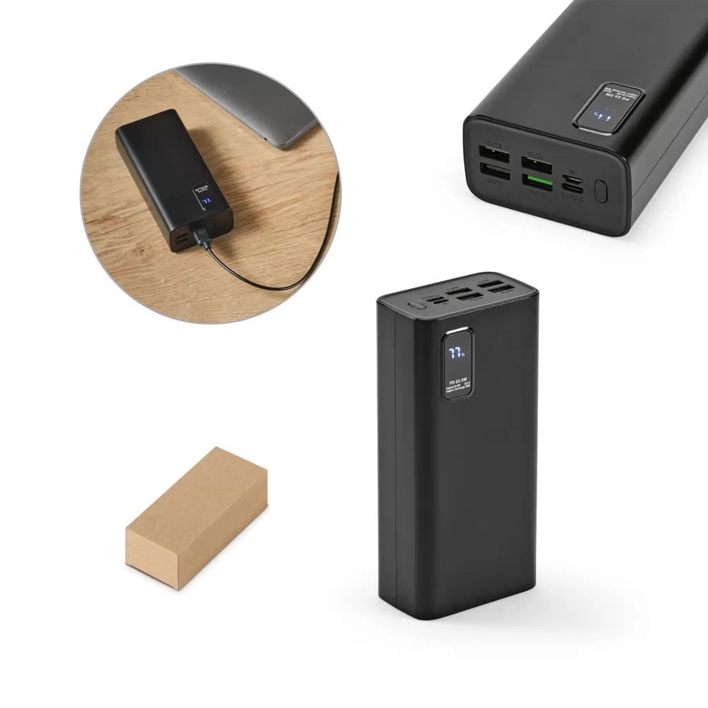  Bateria portátil em ABS 100% reciclado e bateria em lítio 30.000 mAh