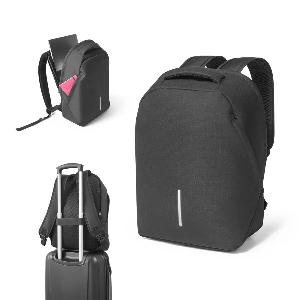 Mochila com sistema antiroubo para notebook em 600D e ripstop 15.6