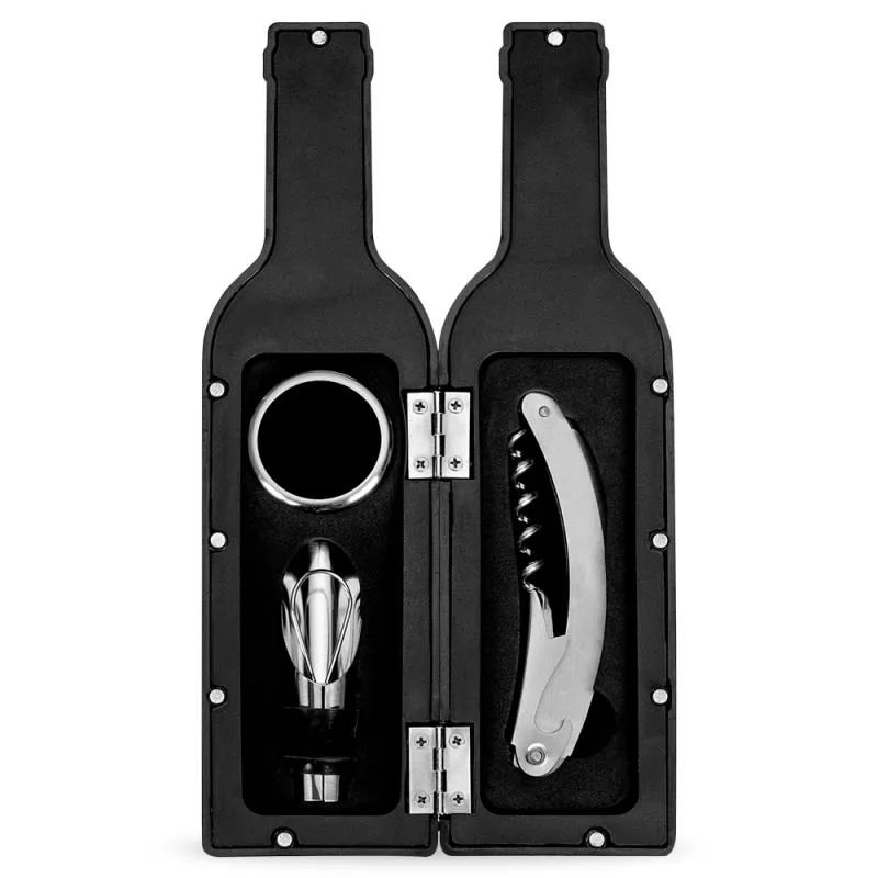 Kit vinho formato garrafa com 3 peças